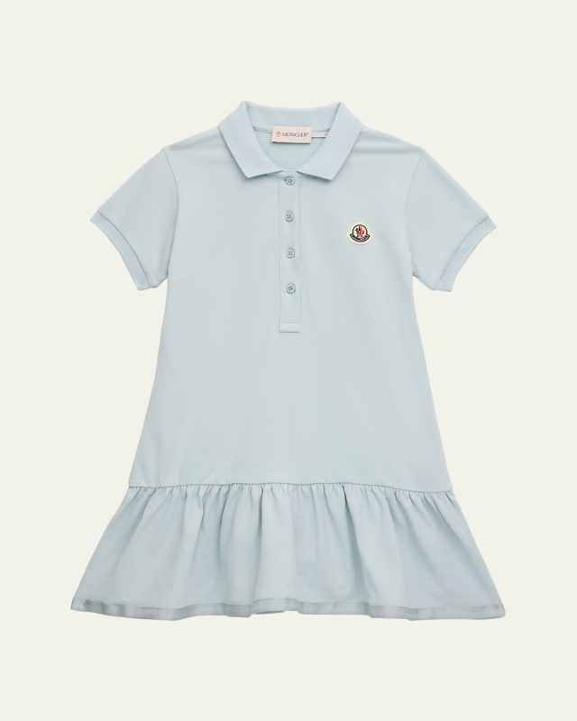 Girl's Drop-Waist Short-Sleeve Polo Dress, Size 4-